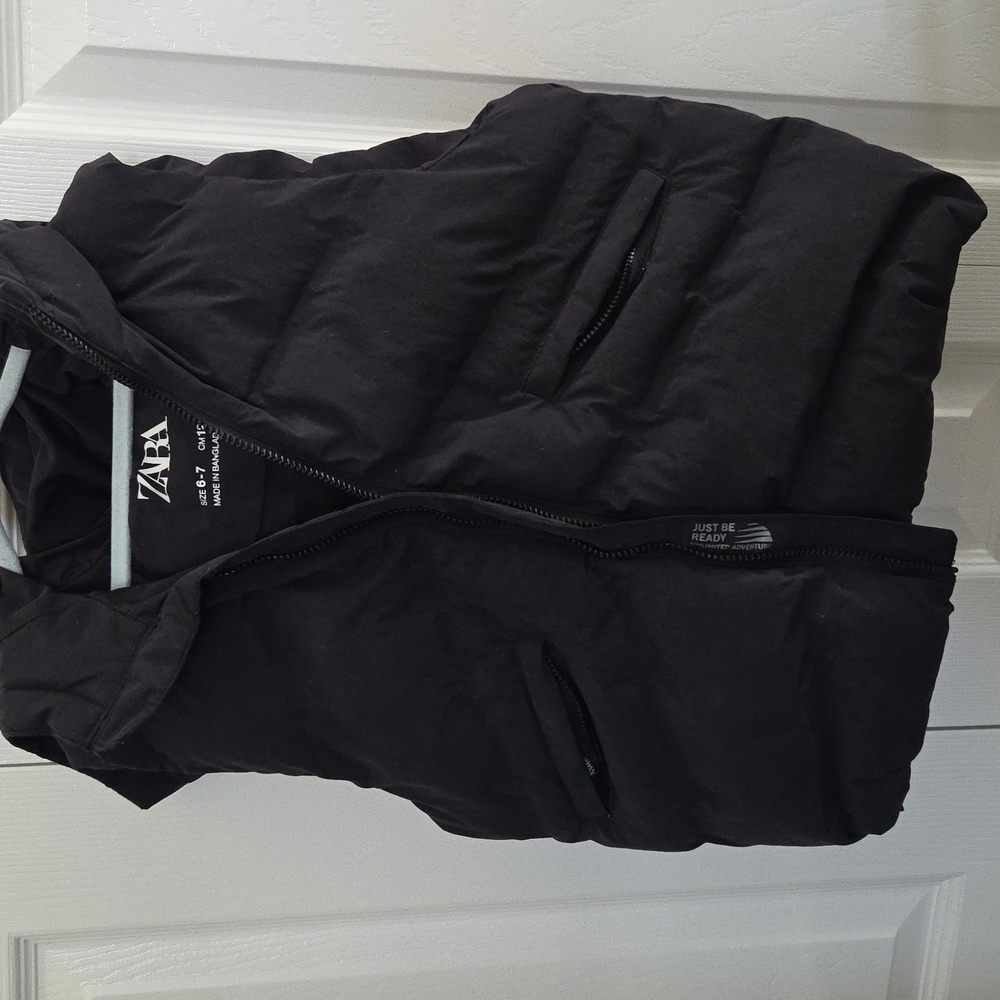 Little boys Black Puffer Vest with Hood